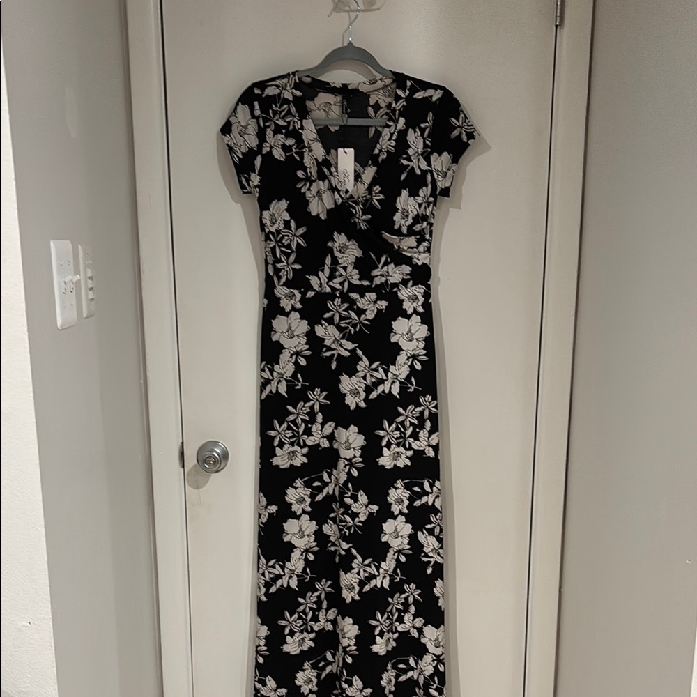 Floral Black and White Maxi Dress